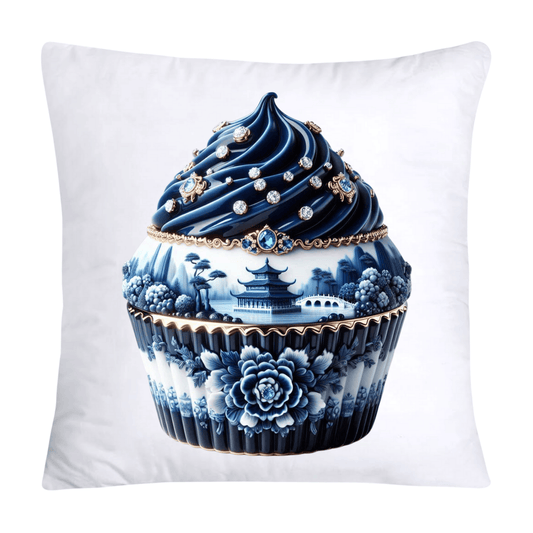 Blue Willow Chinoiserie Cupcake Throw Pillow Covers 18X18-143
