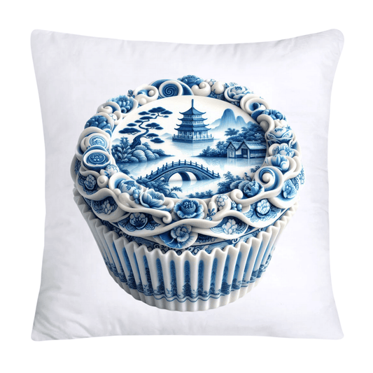 Blue Willow Chinoiserie Cupcake Throw Pillow Covers 18X18-3489