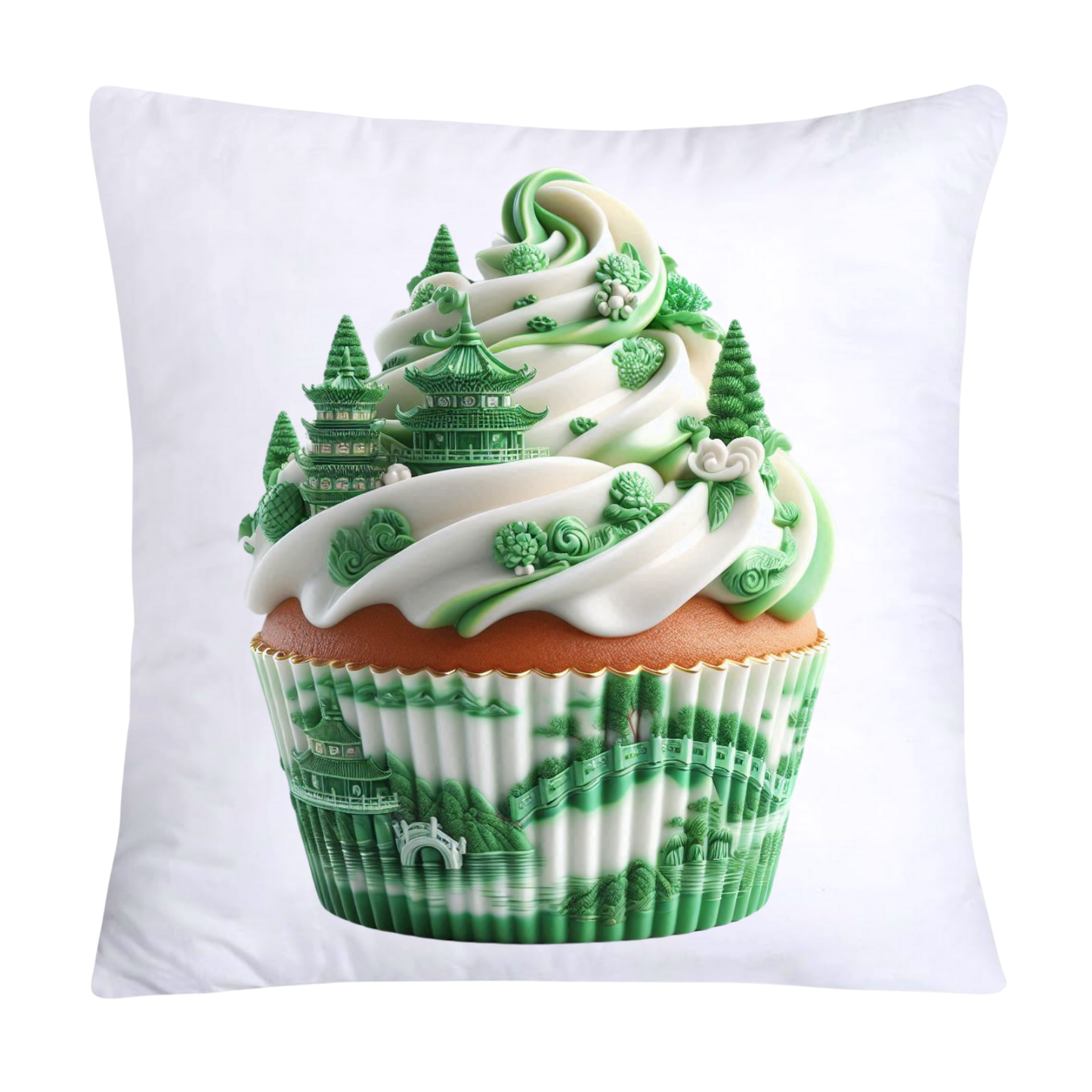 Classic Green Willow Cupcake Pillow Covers 18x18-3080