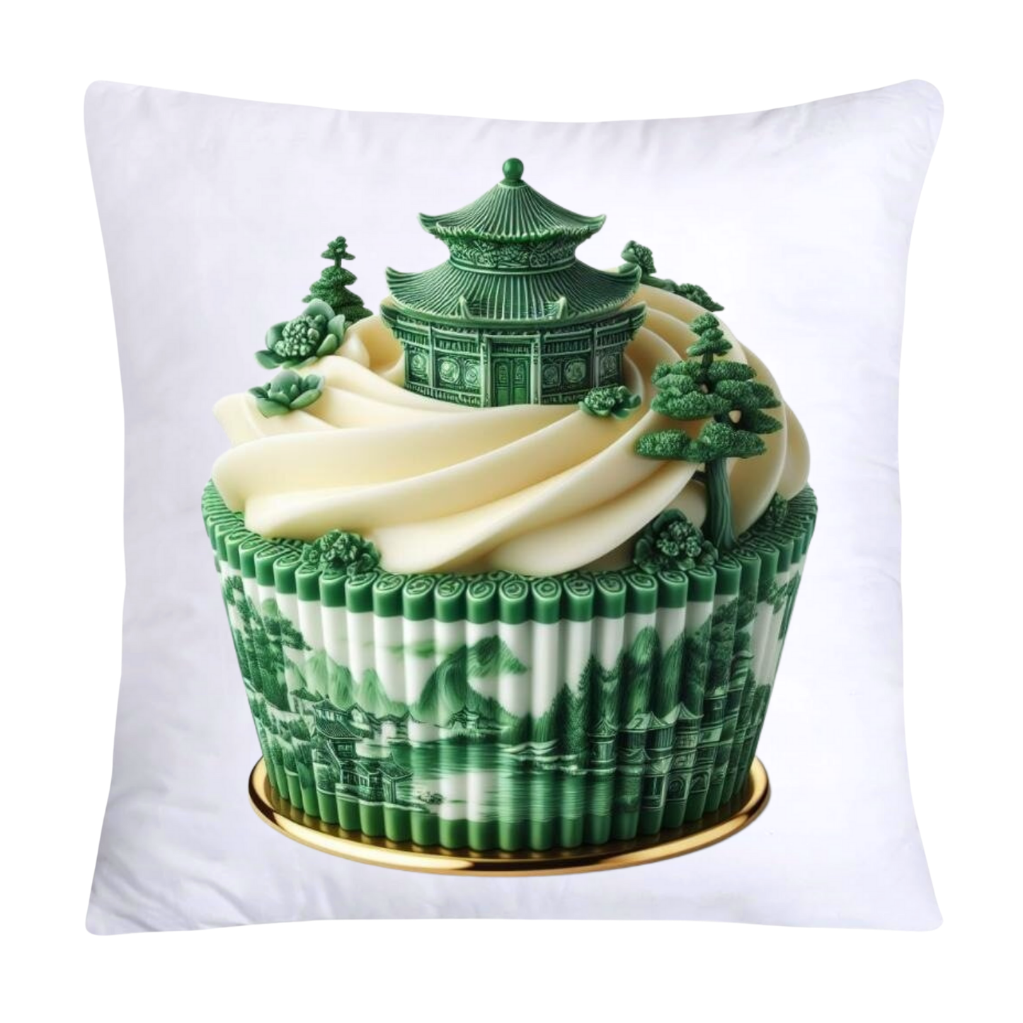 Classic Green Willow Cupcake Pillow Covers 18x18-3079