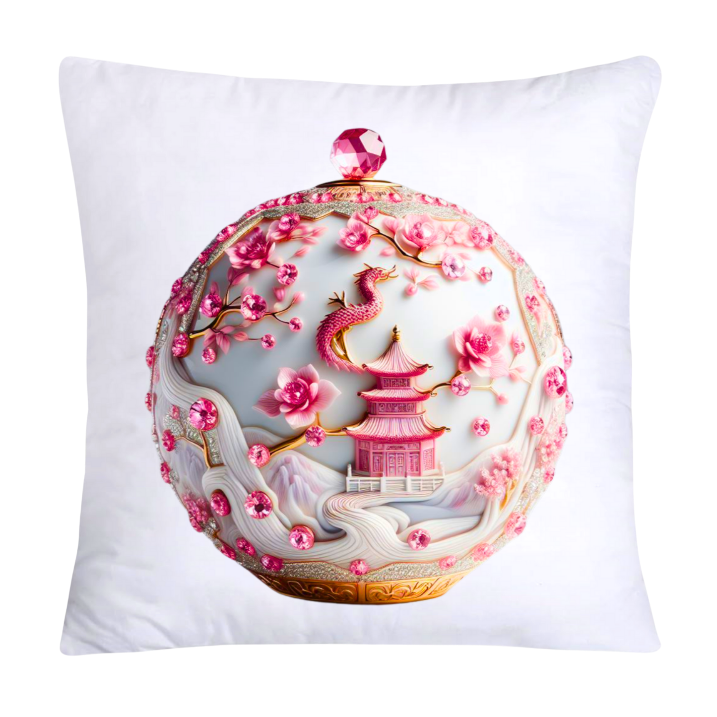 Pink and White Willow Ball/Orb 18X18 Decorative Pillow Covers-975