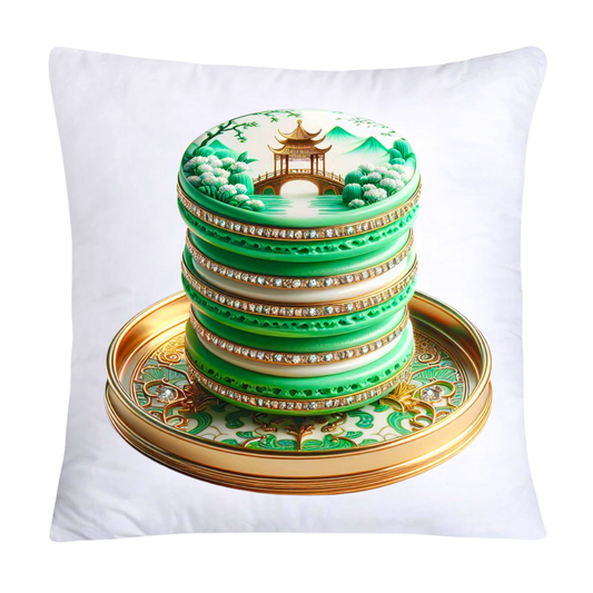 Green and White Willow Chinoiserie Sweet Macaroon Throw Pillow Covers-3936