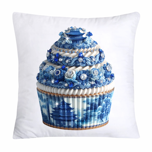 Blue Willow Chinoiserie Cupcake Throw Pillow Covers 18X18-1080