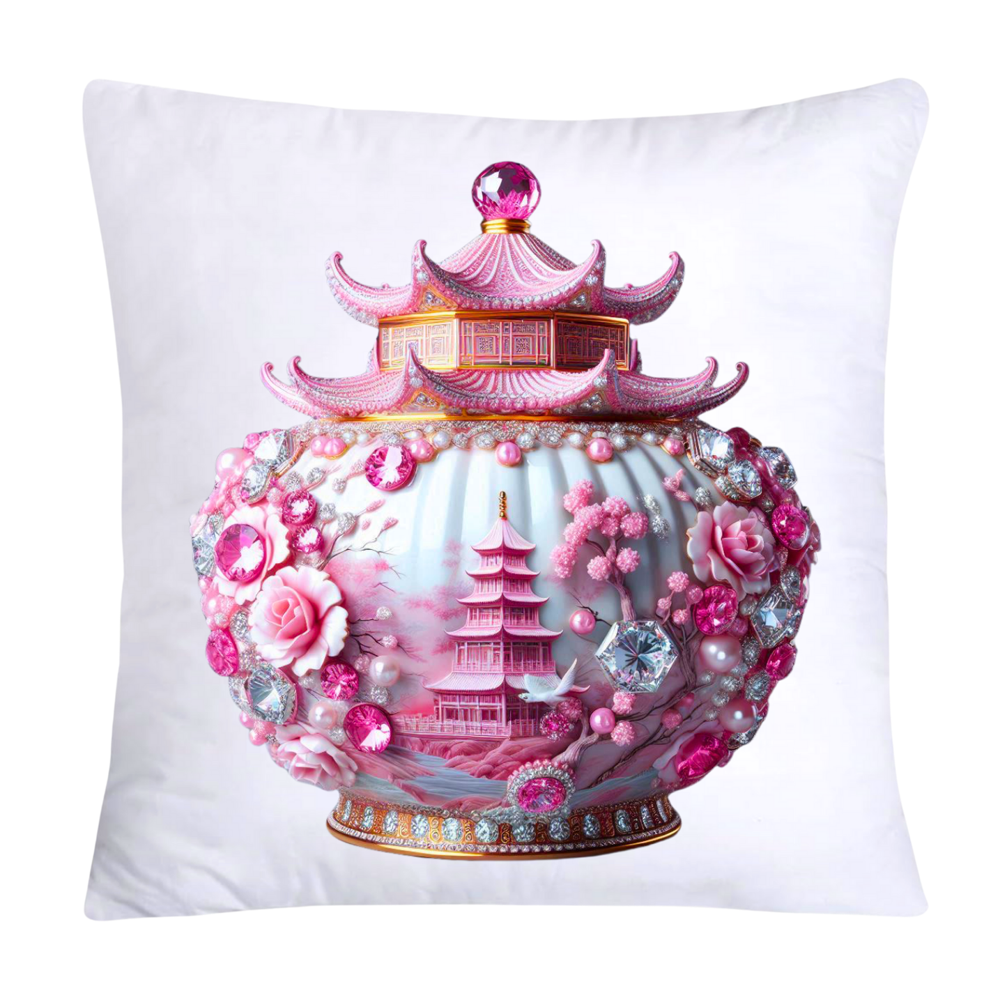 Pink and White Willow Chinoiserie Ginger Jar Pillow Covers-38