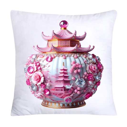 Pink and White Willow Chinoiserie Ginger Jar Pillow Covers-38