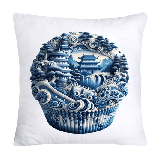 Blue Willow Chinoiserie Cupcake Throw Pillow Covers 18X18-3469