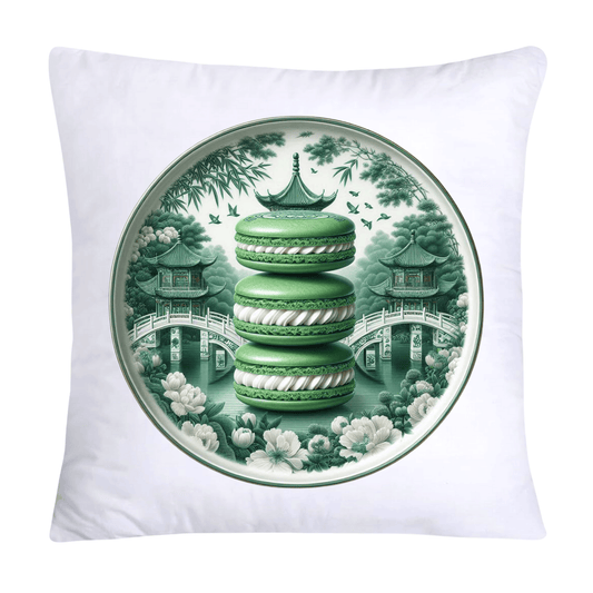Green and White Willow Chinoiserie Sweet Macaroon Throw Pillow Covers-3922