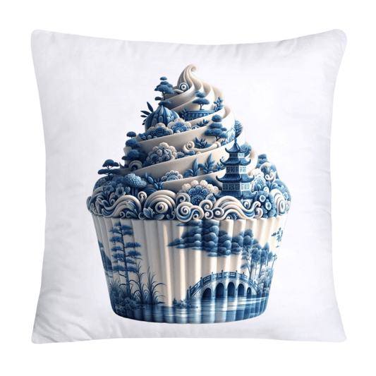 Blue Willow Chinoiserie Cupcake Throw Pillow Covers 18X18-3454