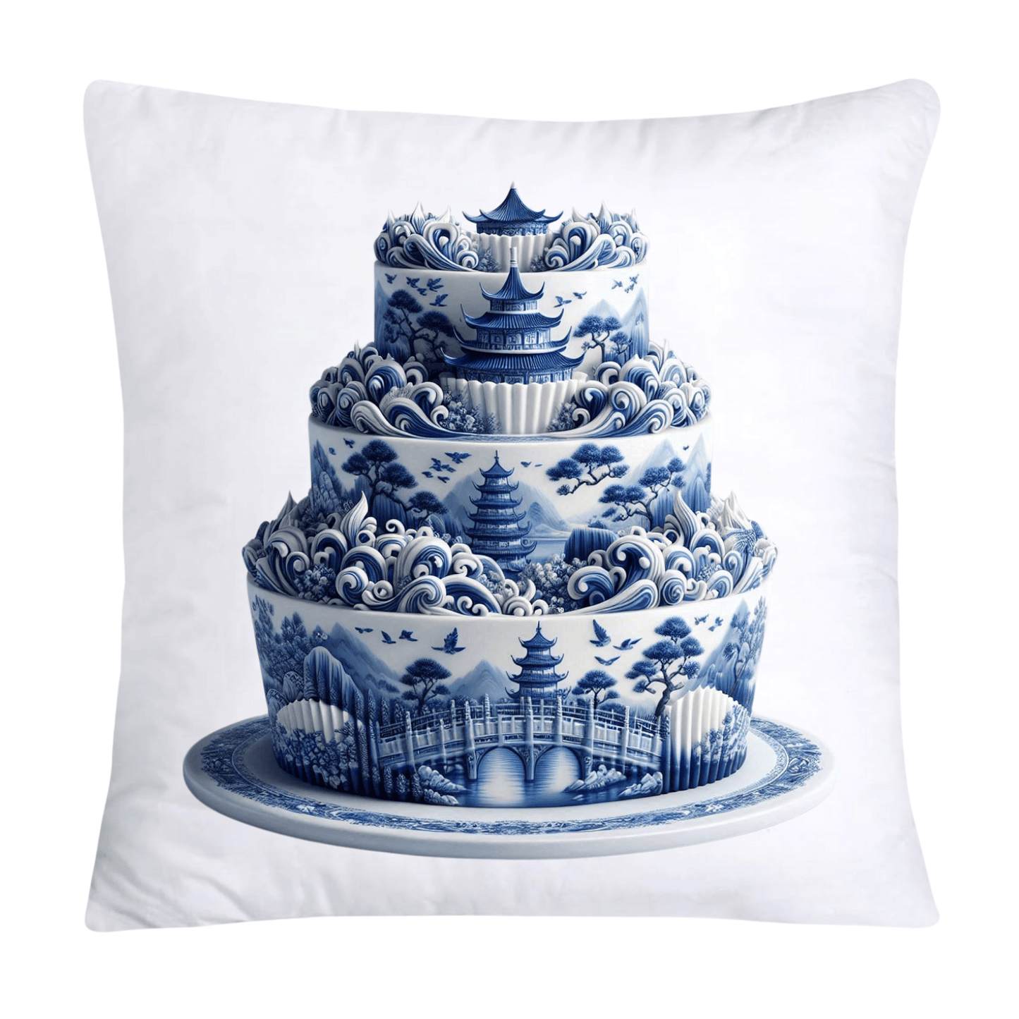 Blue Willow Sweet Cake 18x18 Pillow Covers-1453