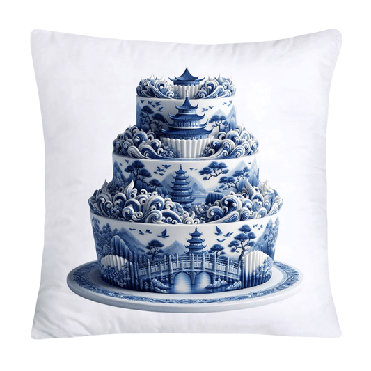 Blue Willow Sweet Cake 18x18 Pillow Covers-1453