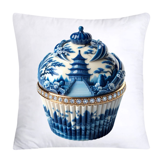 Blue Willow Chinoiserie Cupcake Throw Pillow Covers 18X18-202