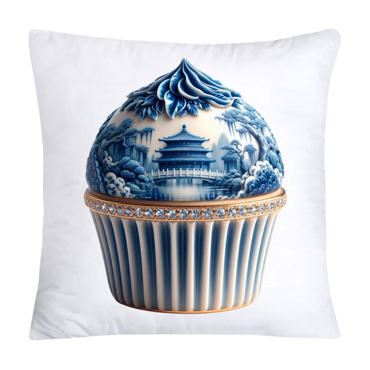 Blue Willow Chinoiserie Cupcake Throw Pillow Covers 18X18-206