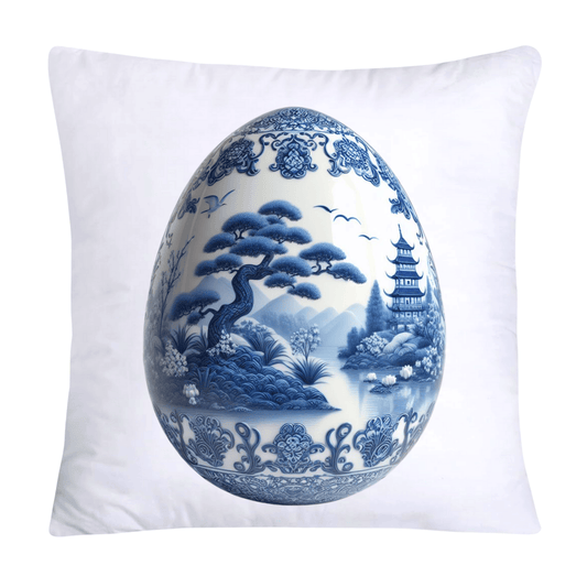 18x18 Blue Willow Chinoiserie Egg Pillow Covers-4475