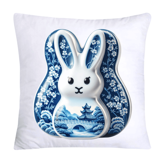 Blue Willow Easter Bunny/Peeps Pillow Covers-18x18-1057