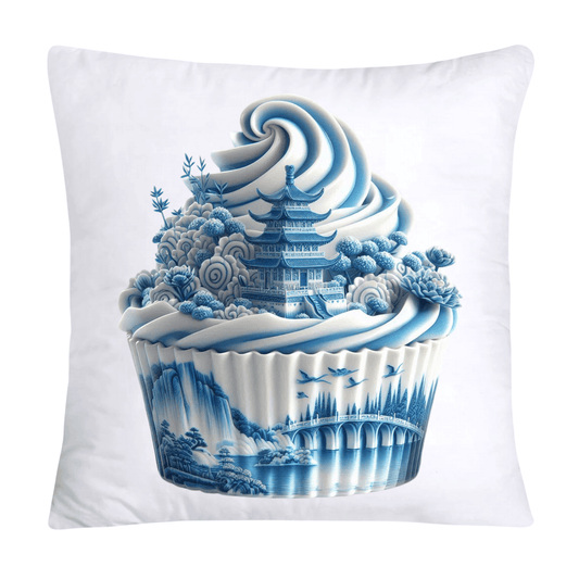 Blue Willow Chinoiserie Cupcake Throw Pillow Covers 18X18-3448