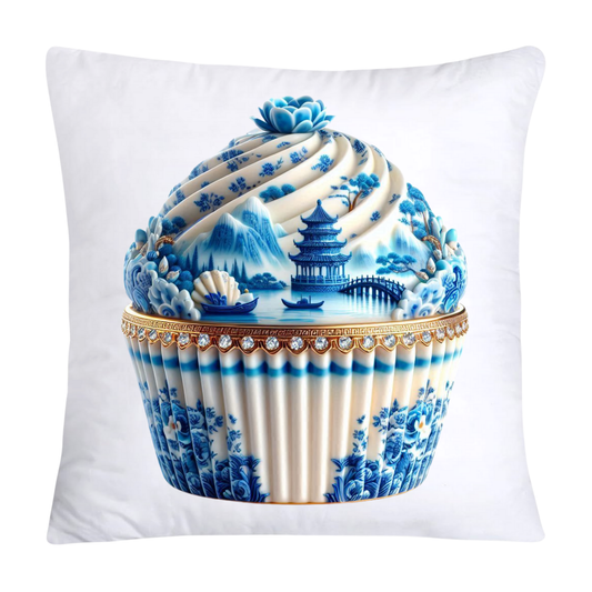 Blue Willow Chinoiserie Cupcake Throw Pillow Covers 18X18-176