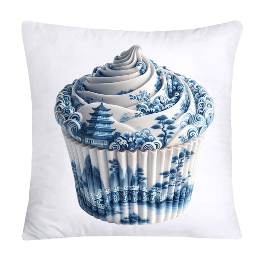 Blue Willow Chinoiserie Cupcake Throw Pillow Covers 18X18-3470