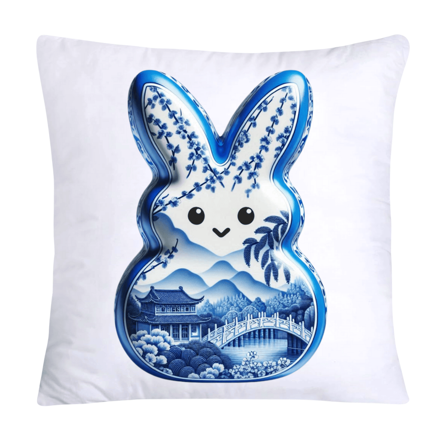 Blue Willow Easter Bunny/Peeps Pillow Covers-18x18-1047