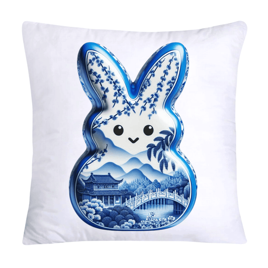 Blue Willow Easter Bunny/Peeps Pillow Covers-18x18-1047