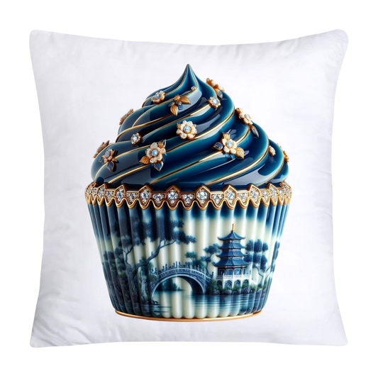 Blue Willow Chinoiserie Cupcake Throw Pillow Covers 18X18-192