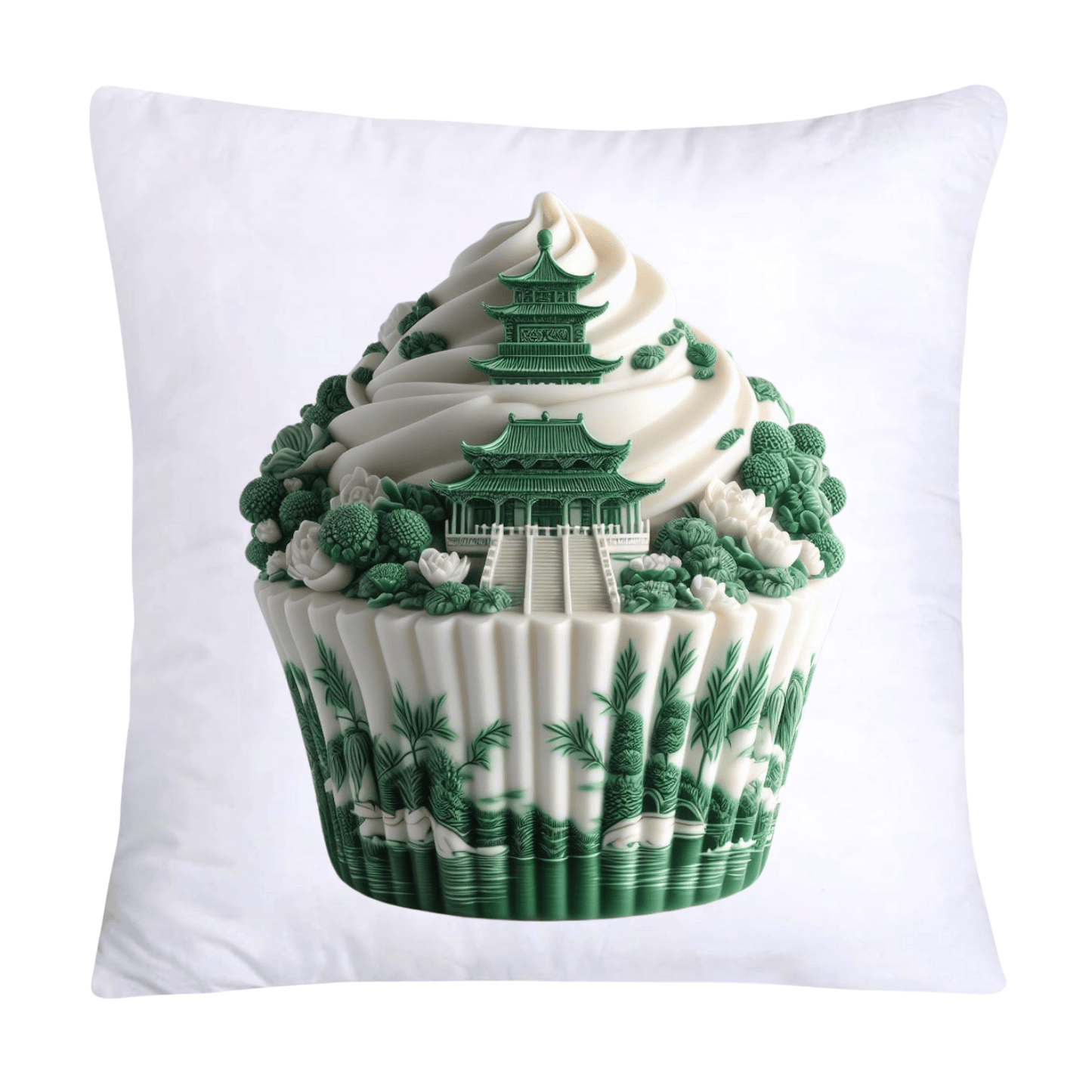 Classic Green Willow Cupcake Pillow Covers 18x18-3067