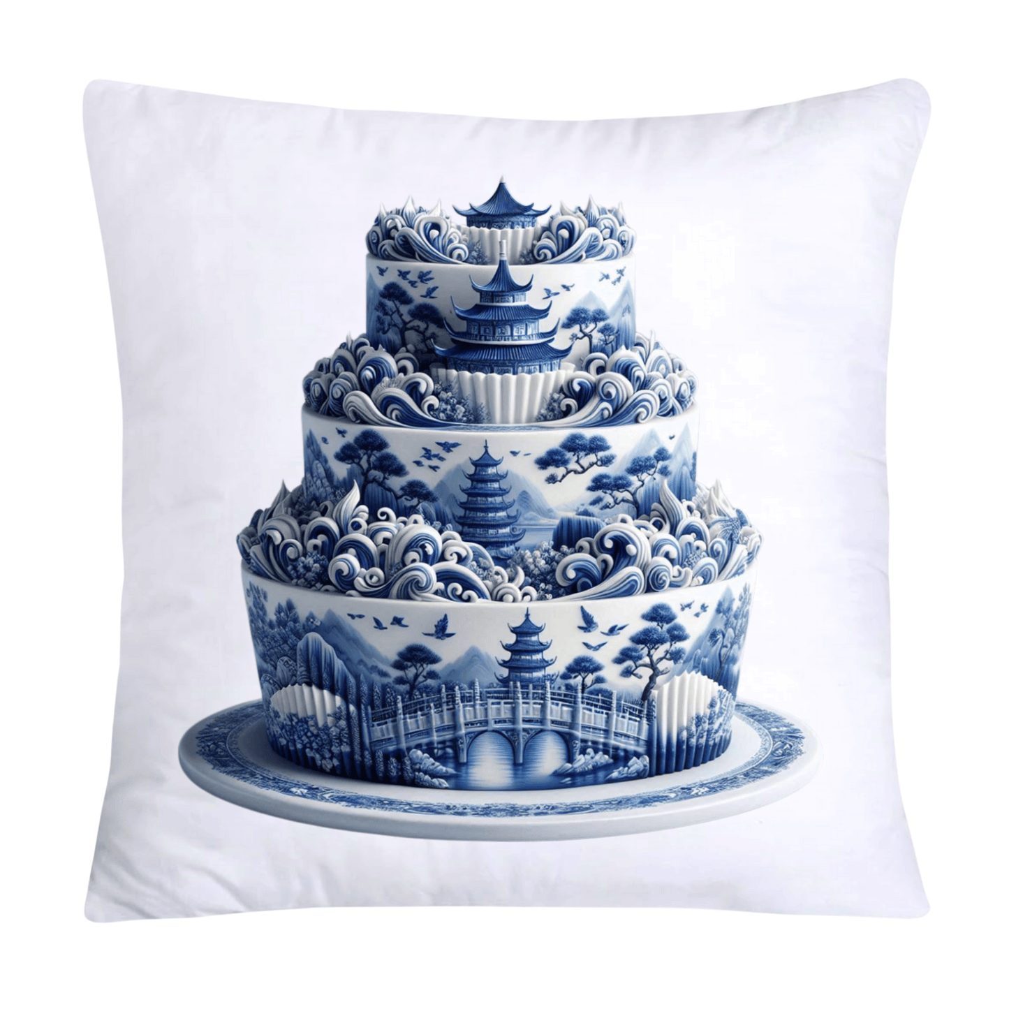 Blue Willow Sweet Cake 18x18 Pillow Covers-1533