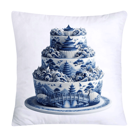 Blue Willow Sweet Cake 18x18 Pillow Covers-1533