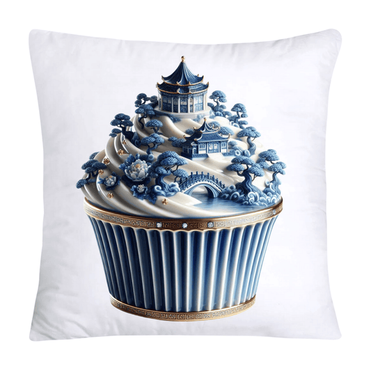 Blue Willow Chinoiserie Cupcake Throw Pillow Covers 18X18-205