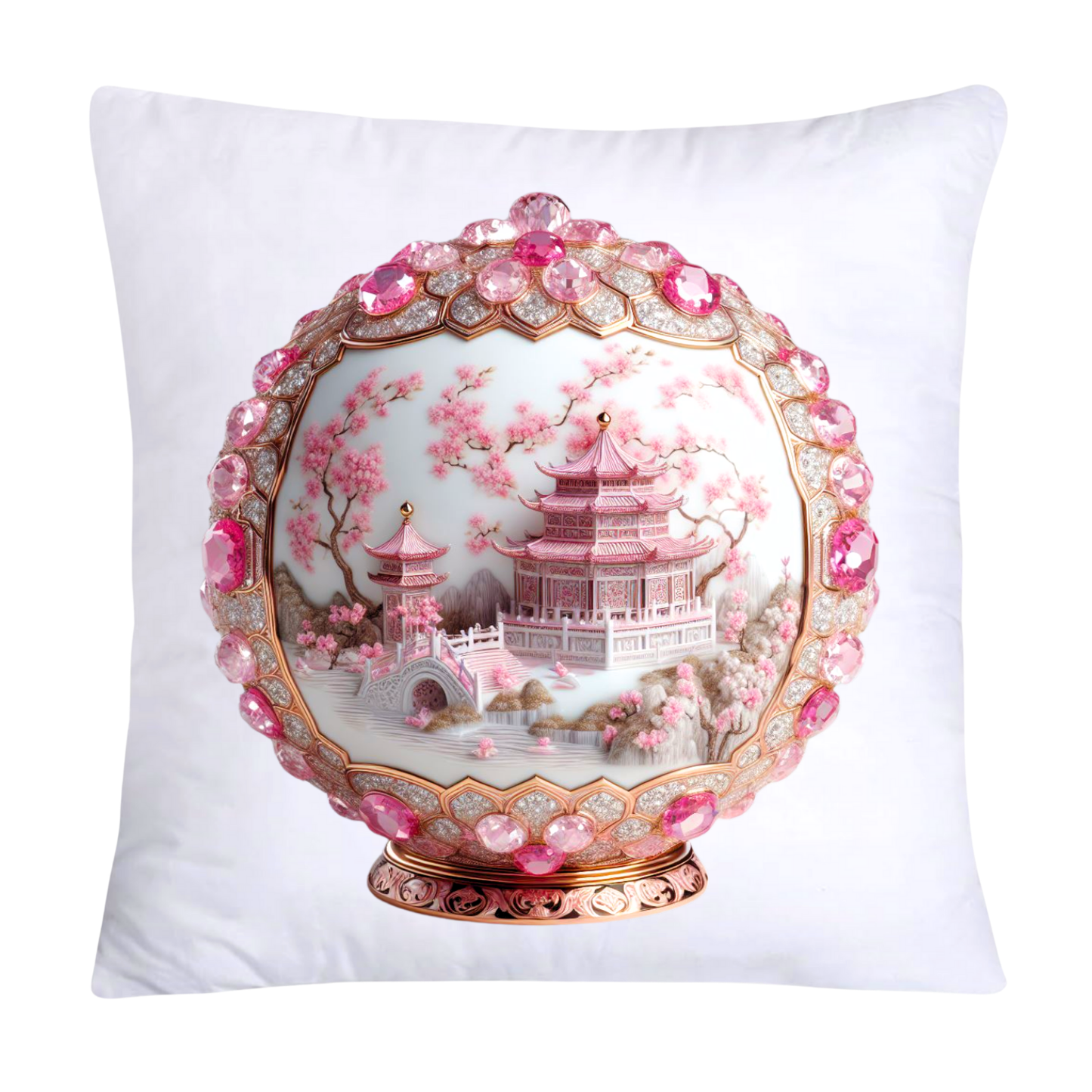 Pink and White Willow Ball/Orb 18X18 Decorative Pillow Covers-972