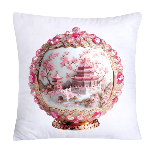 Pink and White Willow Ball/Orb 18X18 Decorative Pillow Covers-972