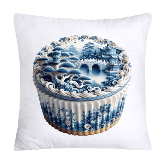 Blue Willow Chinoiserie Cupcake Throw Pillow Covers 18X18-3457