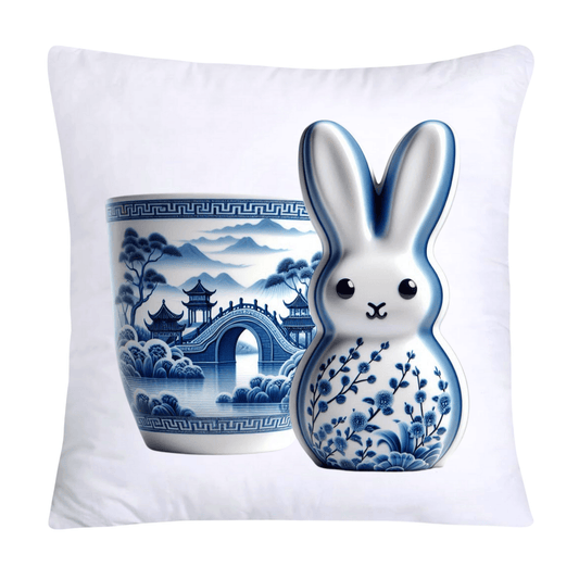 Blue Willow Easter Bunny/Peeps Pillow Covers-18x18-1582