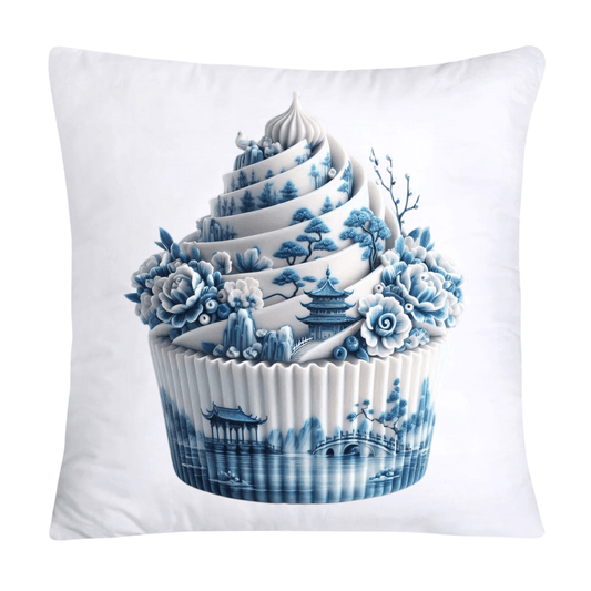 Blue Willow Chinoiserie Cupcake Throw Pillow Covers 18X18-3486