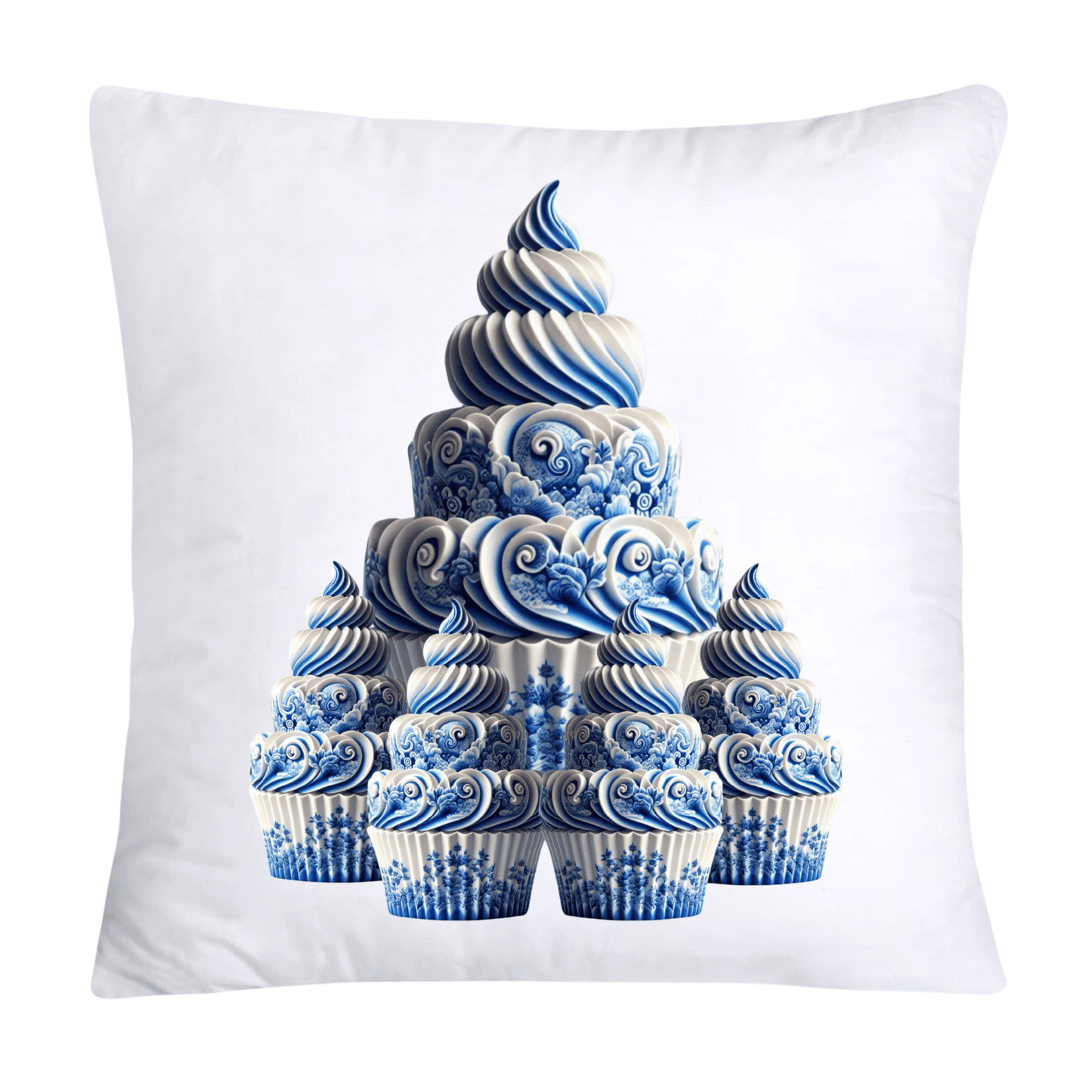 Blue Willow Chinoiserie Cupcake Throw Pillow Covers 18X18-1069