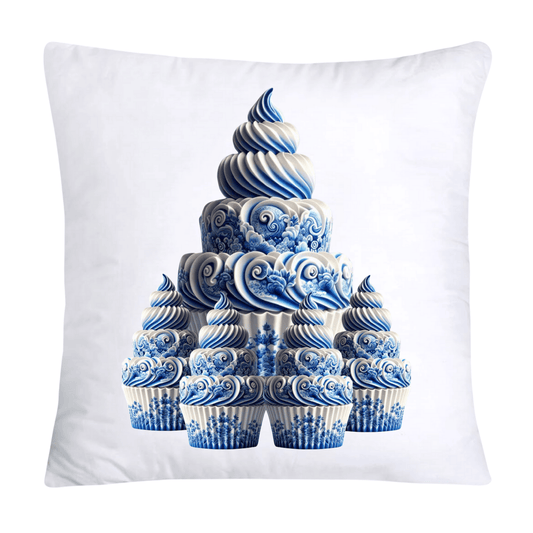 Blue Willow Chinoiserie Cupcake Throw Pillow Covers 18X18-1069