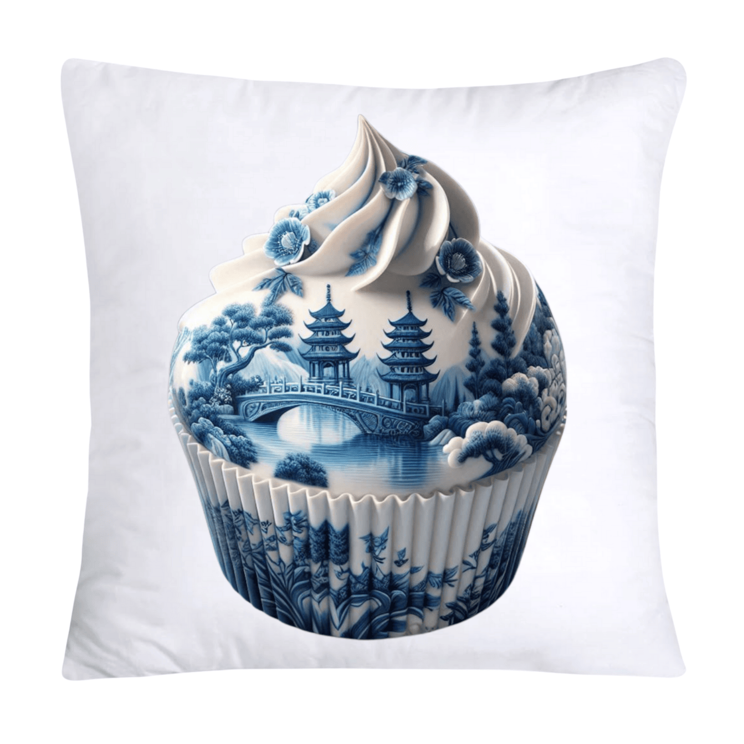 Blue Willow 18x18 Chinoiserie Cupcake Throw Pillow Covers-1534