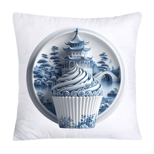 Blue Willow Chinoiserie Cupcake Throw Pillow Covers 18X18-593