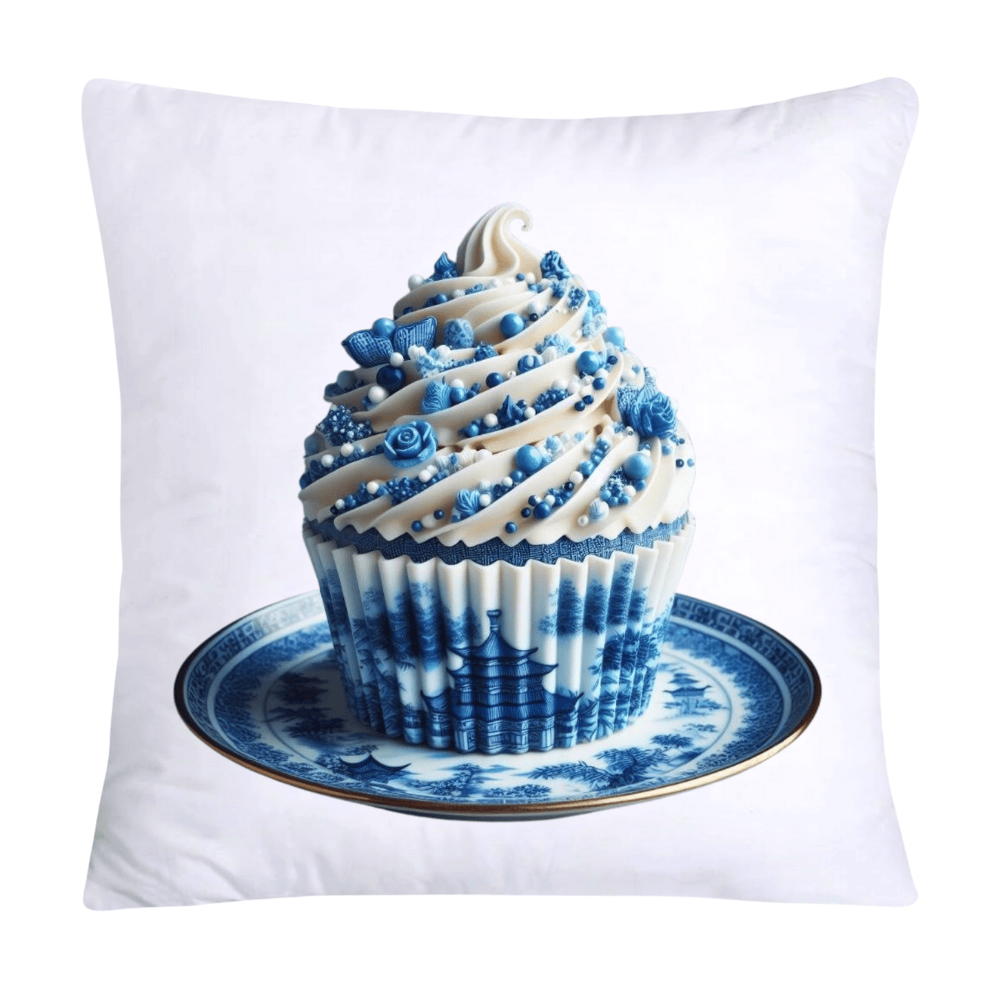 Blue Willow Chinoiserie Cupcake Throw Pillow Covers 18X18-138