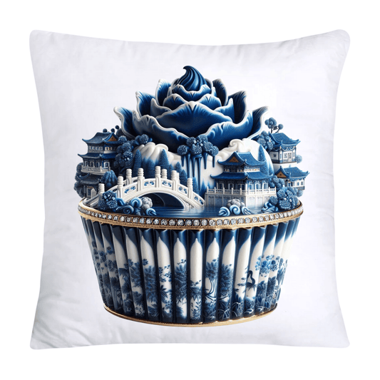 Blue Willow Chinoiserie Cupcake Throw Pillow Covers 18X18-198