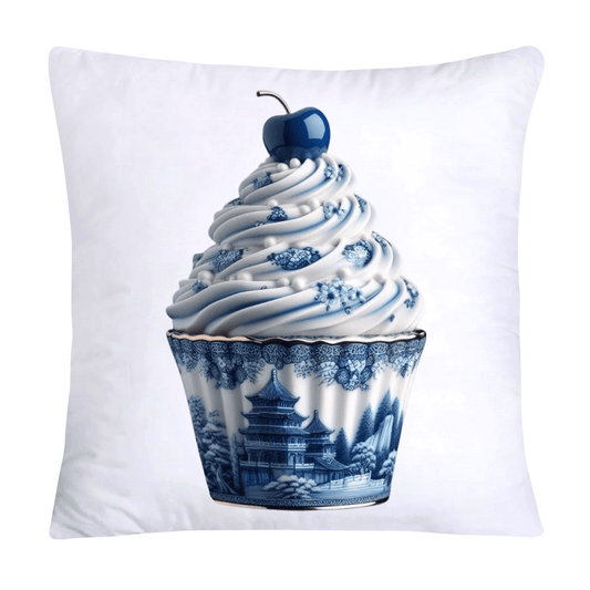 Blue Willow Chinoiserie Cupcake Throw Pillow Covers 18X18-294