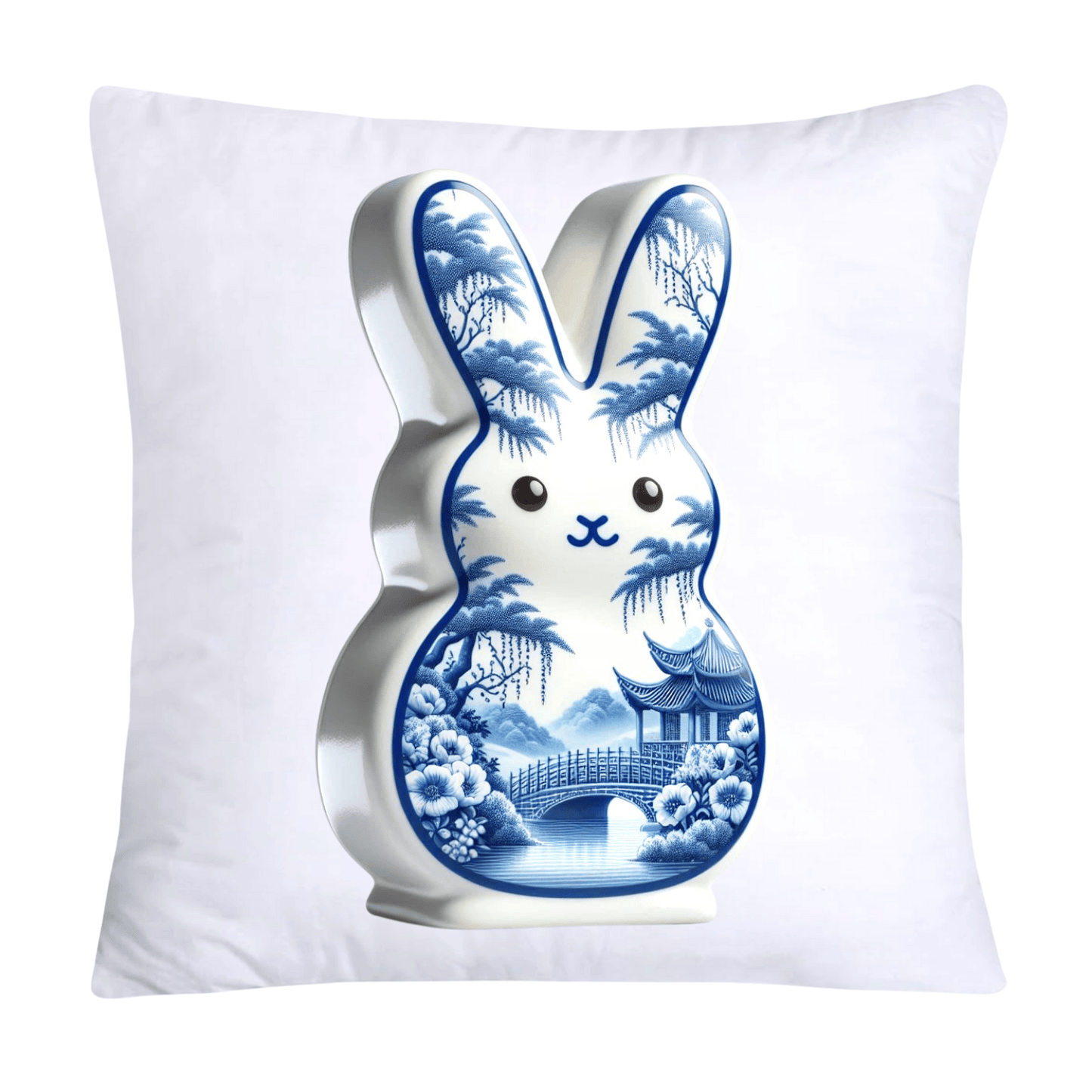 Blue Willow Easter Bunny/Peeps Pillow Covers-18x18-1073