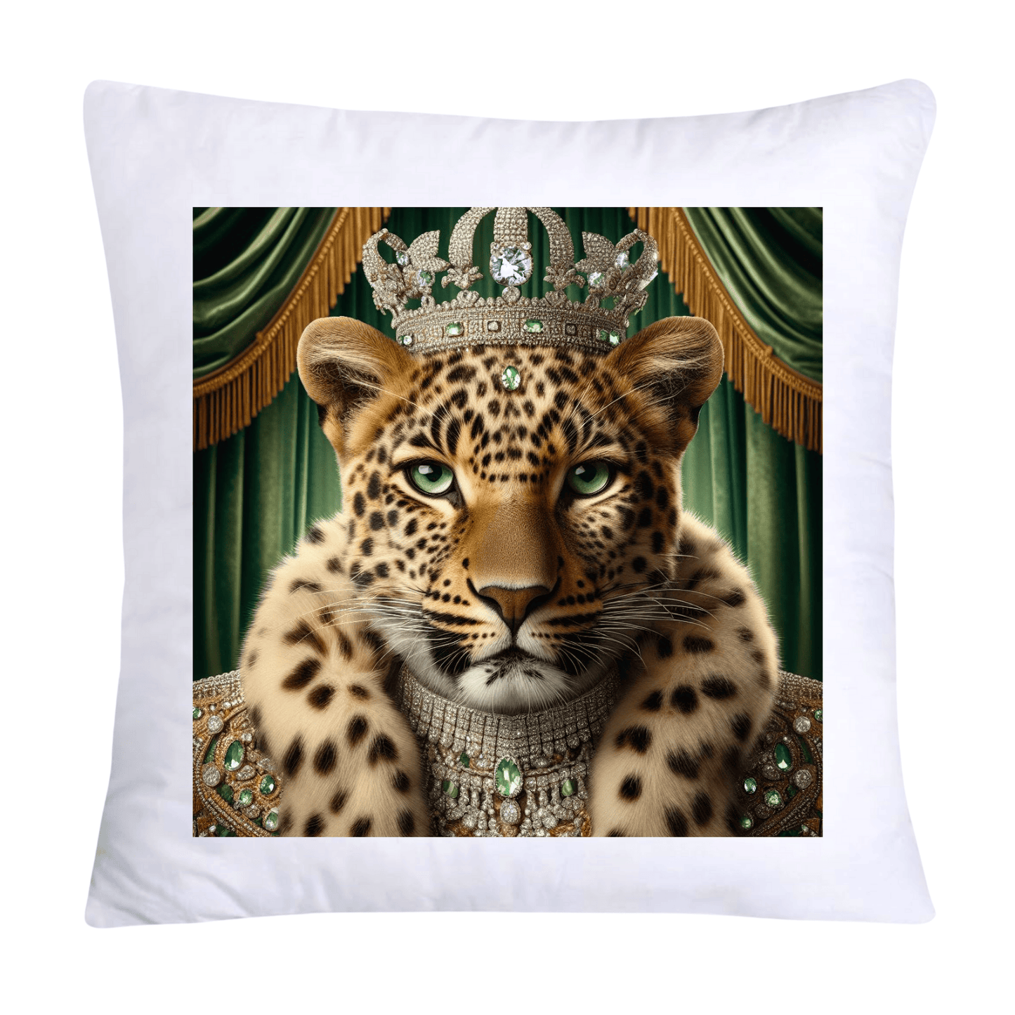 Royal Pet Portrait Throw Pillow Covers 18X18-Leopard Kings and Queens-968