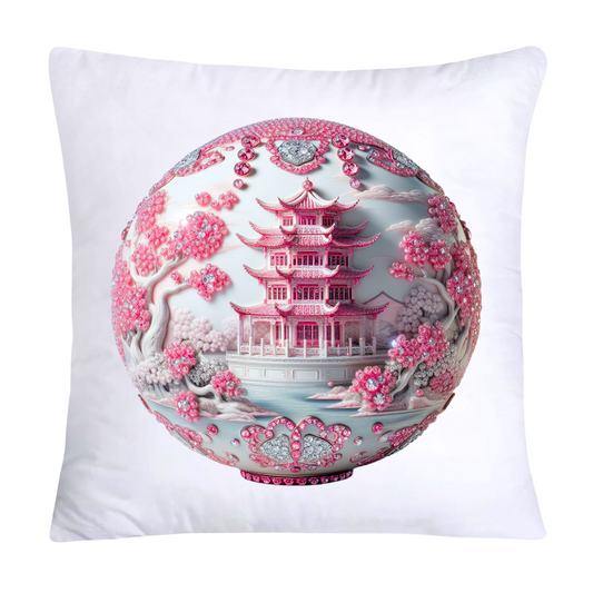 Pink and White Willow Ball/Orb 18X18 Decorative Pillow Covers-970