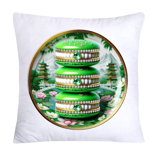 Green and White Willow Chinoiserie Sweet Macaroon Throw Pillow Covers-3925