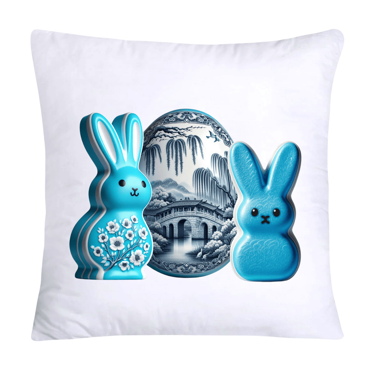 Blue Willow Easter Bunny/Peeps 18x18 Pillow Covers-1547
