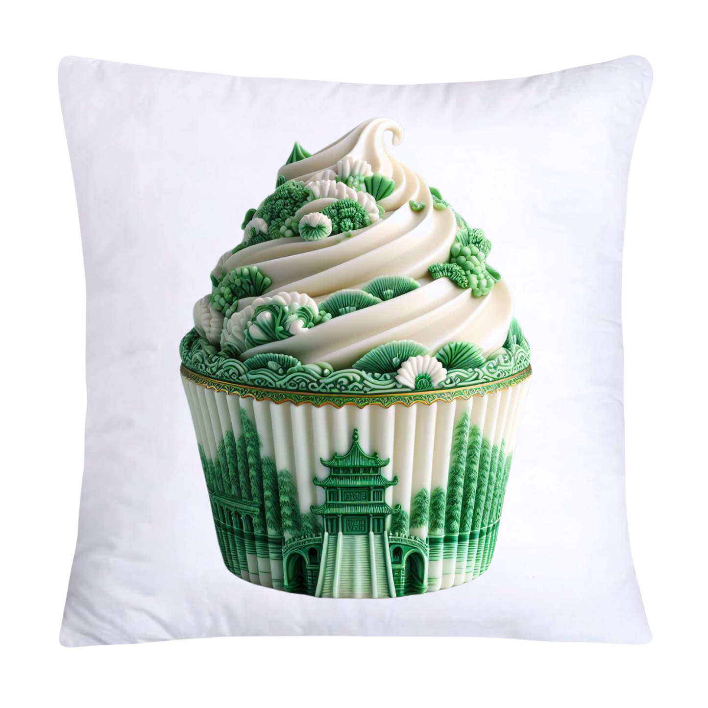 Classic Green Willow Cupcake Pillow Covers 18x18-3073