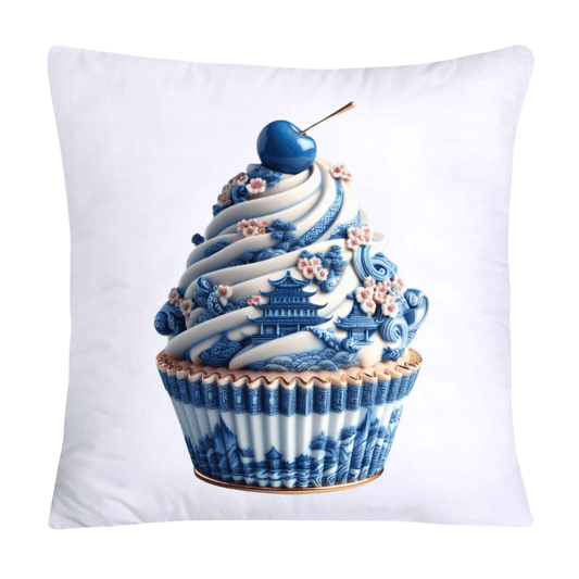 Blue Willow Chinoiserie Cupcake Throw Pillow Covers 18X18-249