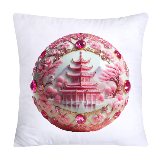 Pink and White Willow Ball/Orb 18X18 Decorative Pillow Covers-1010