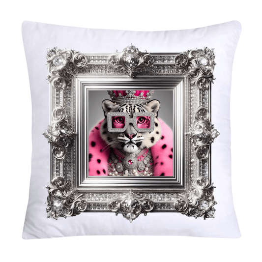 Royal Pet Portrait Throw Pillow Covers 18X18-Snow Leopard Kings and Queens-1804