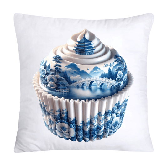 Blue Willow Chinoiserie Cupcake Throw Pillow Covers 18X18-3472